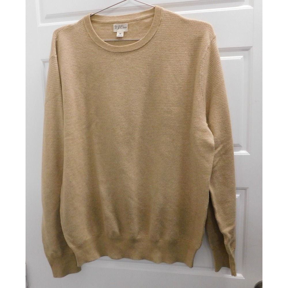 J.Crew Knit for J.Crew Tan White Crewneck Pullover Sweater Mens Medium